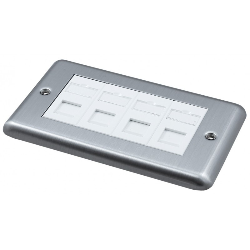 Doublegang Metal Faceplate with 4 Cat6 UTP Module Modules Doublegang Metal Faceplate with 4 Cat6 UTP Module Modules