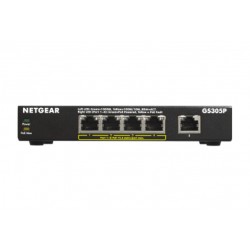 Netgear GS305Pv2 Unmanaged Gigabit Ethernet (10/100/1000) Power over Ethernet (PoE) Black