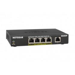 Netgear GS305Pv2 Unmanaged Gigabit Ethernet (10/100/1000) Power over Ethernet (PoE) Black