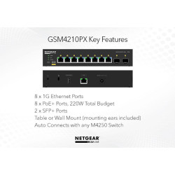 NETGEAR 8x1G PoE+ 110W 1x1G and 1xSFP Managed Switch