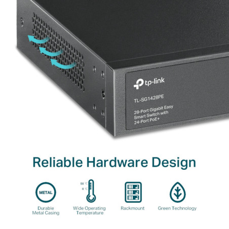 P-Link 28-Port Gigabit Easy Smart Switch with 24-Port PoE+
