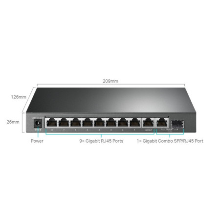 P-Link 10-Port Gigabit Easy Smart Switch with 8-Port PoE+