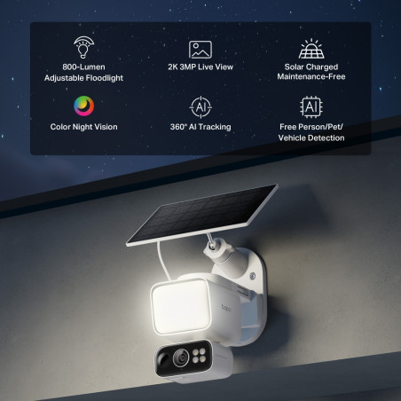 P-Link Solar-Powered Floodlight Pan/Tilt Security Camera Kit